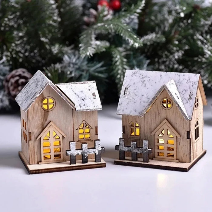 Kleines leuchtendes Holzhaus
