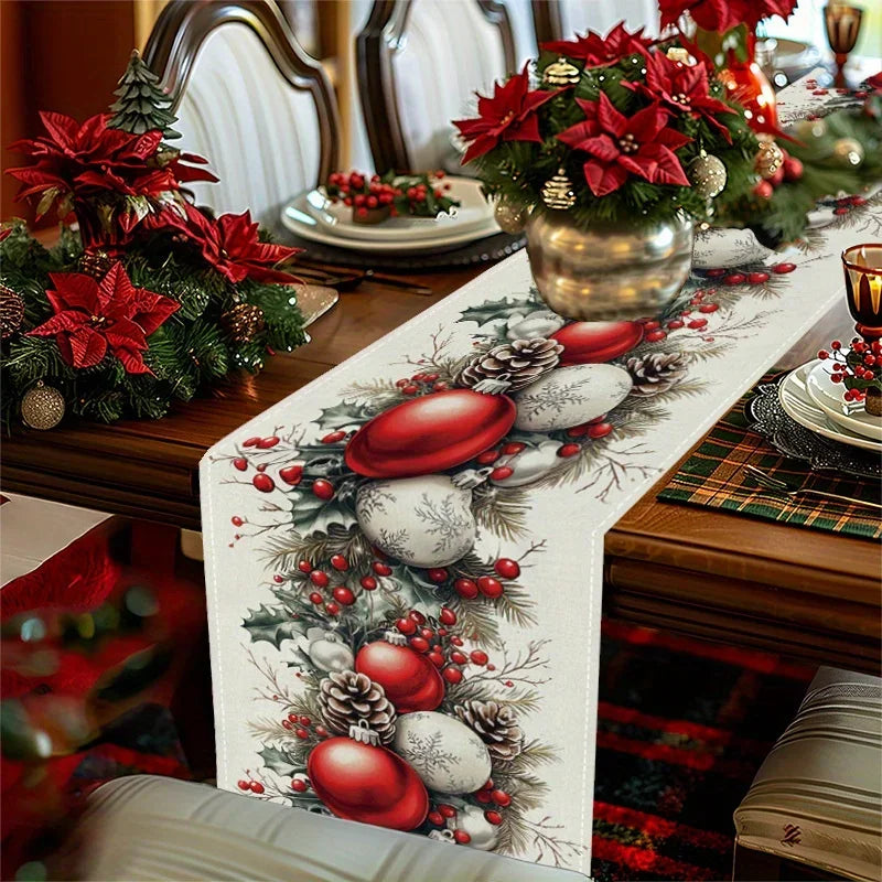 Chemin de table de Noël en lin